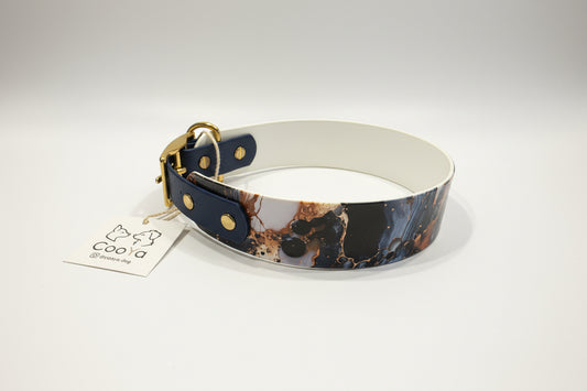 Blue Gold Marble Halsband - 38mm