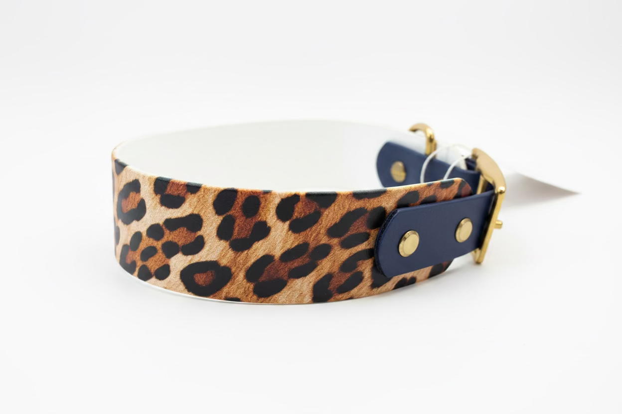 Leopard Halsband Biothane navyblau
