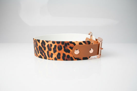 Leopard Biothane Halsband rosegold
