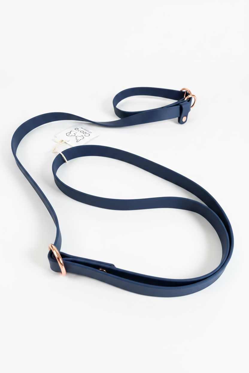 Retrieverleine stufenlos verstellbar Navy rosegold