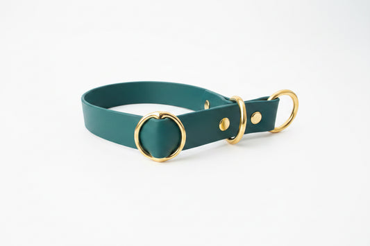 Zugstopp Halsband dunkelgrün gold